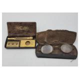 Antique Reading Glasses And Razor Both In