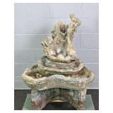 Stamped 4 Pc Solid Concrete Fountain Frog Motif