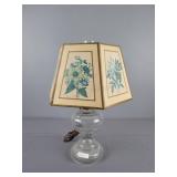 Vintage Glass Lamp W/ Floral Lamp Shade