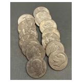 Lot Of 14 Eisenhower Dollars Including