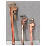 Set Of 3 Rigid 24, 18, & 14' Pipe Wrench Set