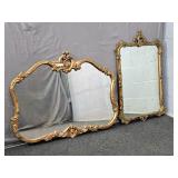 Lot Of 2 Antique Ornate Framed Wall Hung Mirrors