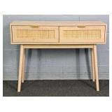 Modern Rattan Style 2 Drawer Console Table