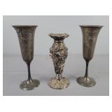 3x The Bid Silver Plated Stemware & More