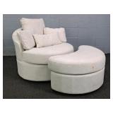 2 Pc Set Plus Pillows Upholstered Swivel Chair