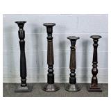 Lot Of 4 Anant Exports Tall Wood Candle Sticks