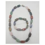 Chunky Polished Stone Necklace With Matching