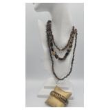 (2) .925 Tigers Eye Necklaces And Bracelet .