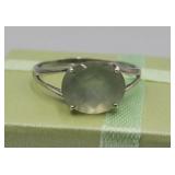 Sterling Silver Ring Sz 11 Light Green Stone Tw