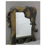 Embossed Brass Overlay Elephant Mirror
