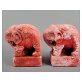 Painted Concrete Elephant Bookends Set
