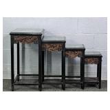 4 Pc Beautiful Black Laquered Nesting Table Set