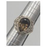 Sterling Silver Ring Sz 8 Smoky Topaz  Tw 5.0g