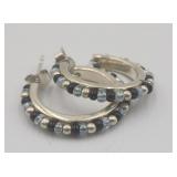 Sterling Silver Beaded Pierced Earrings Tw 4.5g