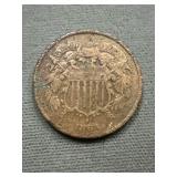 1864 Civil War Us Two Cent Piece