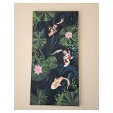 Koi In Pond Framed Acrylic On Canvas