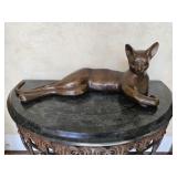 Bronze Lying Cat Statue 2 1/2 Feet Long