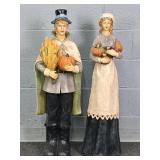 2x The Bid Hand Painted Chalkware Figures