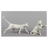 2x The Bid Porcelain Cat Figurines