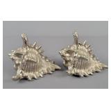 2x The Bid Silver Toned Conch Shells