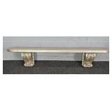 Silver Leaf Finish Wood Shelf W/ Carved Corbels