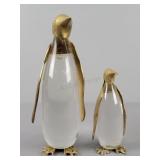 2x The Bid Brass And Glass Penguins