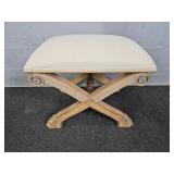 Kreiss Collection Uphol. Carved Leg Vanity Bench