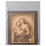 Antique Madonna & Child Lithograph