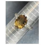 Sterling Silver Citrine  Ring Sz 11.5 Tw 4.0g