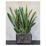 Decorative Resin Planter W/ Artificial Snake Plant