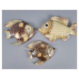 3x The Bid Clay Fish Wall Decor