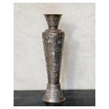 Tall Egyptian Brass Vase W/ Applie Hieroglyphs