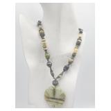 Vintage Carved Love Birds Necklace Possibly Jade