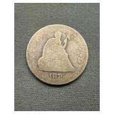 1876 S Liberty Seated Silver Quarter