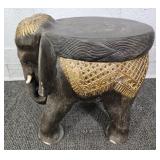 Carved Wooden Elephant Plant Stand