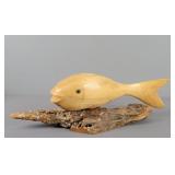 Decorative Carved Wood Fish Sculpture