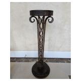 Heavy Wrought Iron Plant Stand W/ Metal Top