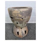 Southwestern Style Fired Clay Elevated Planter