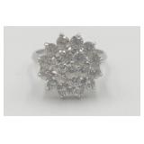 14k White Gold Cocktail Ring With Cz Stones Sz