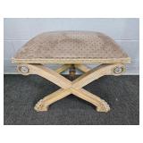 Kreiss Collection Uphol. Carved Leg Vanity Bench