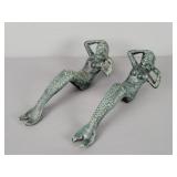 2x The Bid Metal Mermaid Wall Shelf Figures