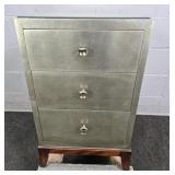 Thomasville Bogart 3 Drawer Side Table W/glass Top