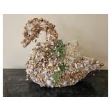 Swan-shaped Topiary Frame Adorned With Sea Shells