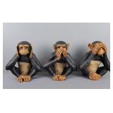 3 Pc Set Hear, Speak, See No Evil Monkeys