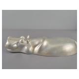 Silver Toned Submerged Hippo Table Decoration