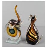 2x The Bid Abstract Art Glass Animal Decor