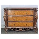 3 Drawer Low Chest W/ Faux Leather Finish