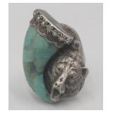 Rare Native American Navajo Bear And Turquoise