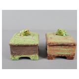 2x The Bid Vintage Ceramic Frog Trinket Boxes