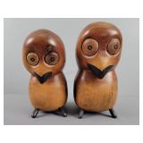 2x The Bid Vintage Mid-century Modern Wooden Birds
